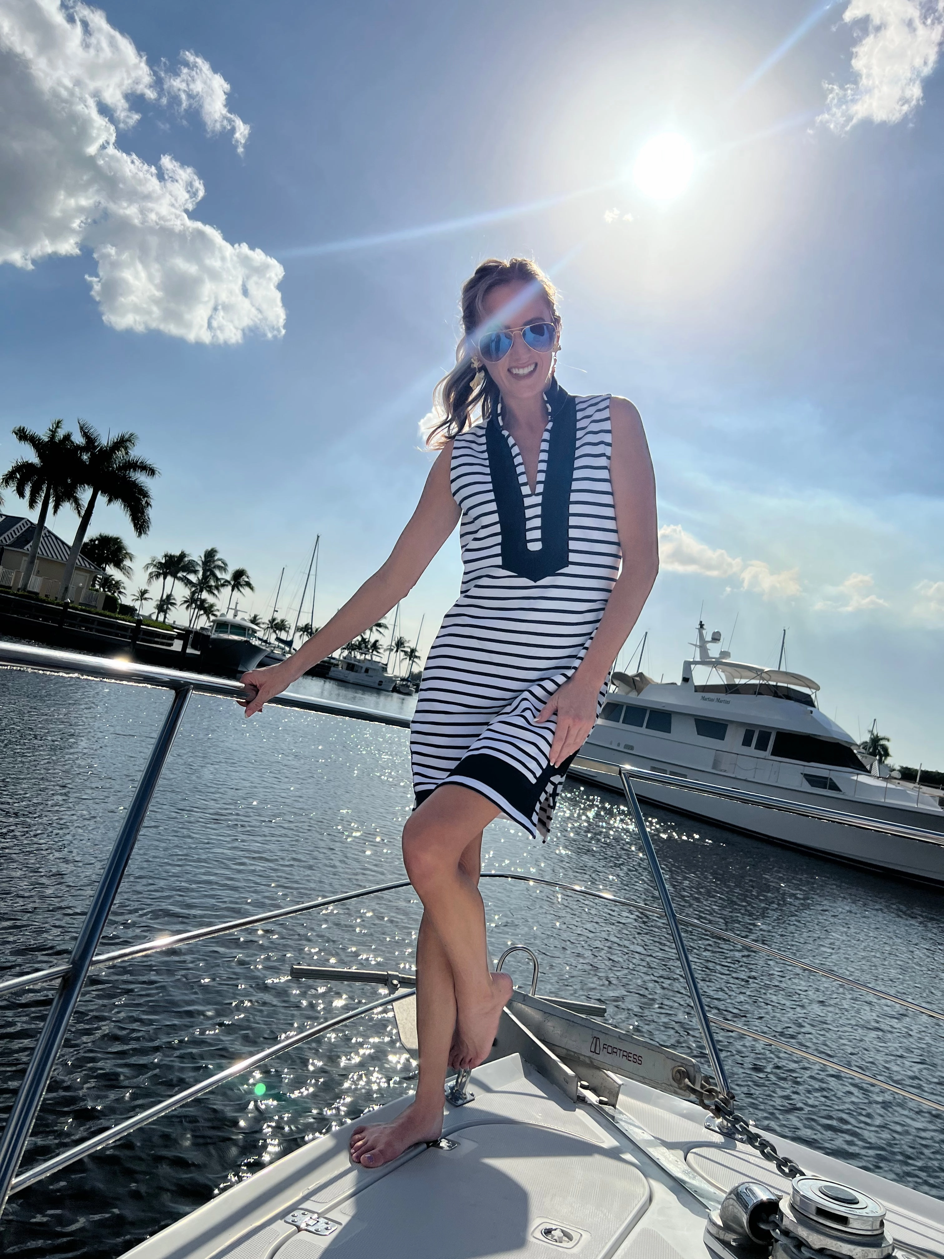 Sail to Sable Nauti Dress - Navy/White