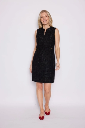 Sail To Sable Tweed Shift Dress - Black Sparkle maxi dresses clearance