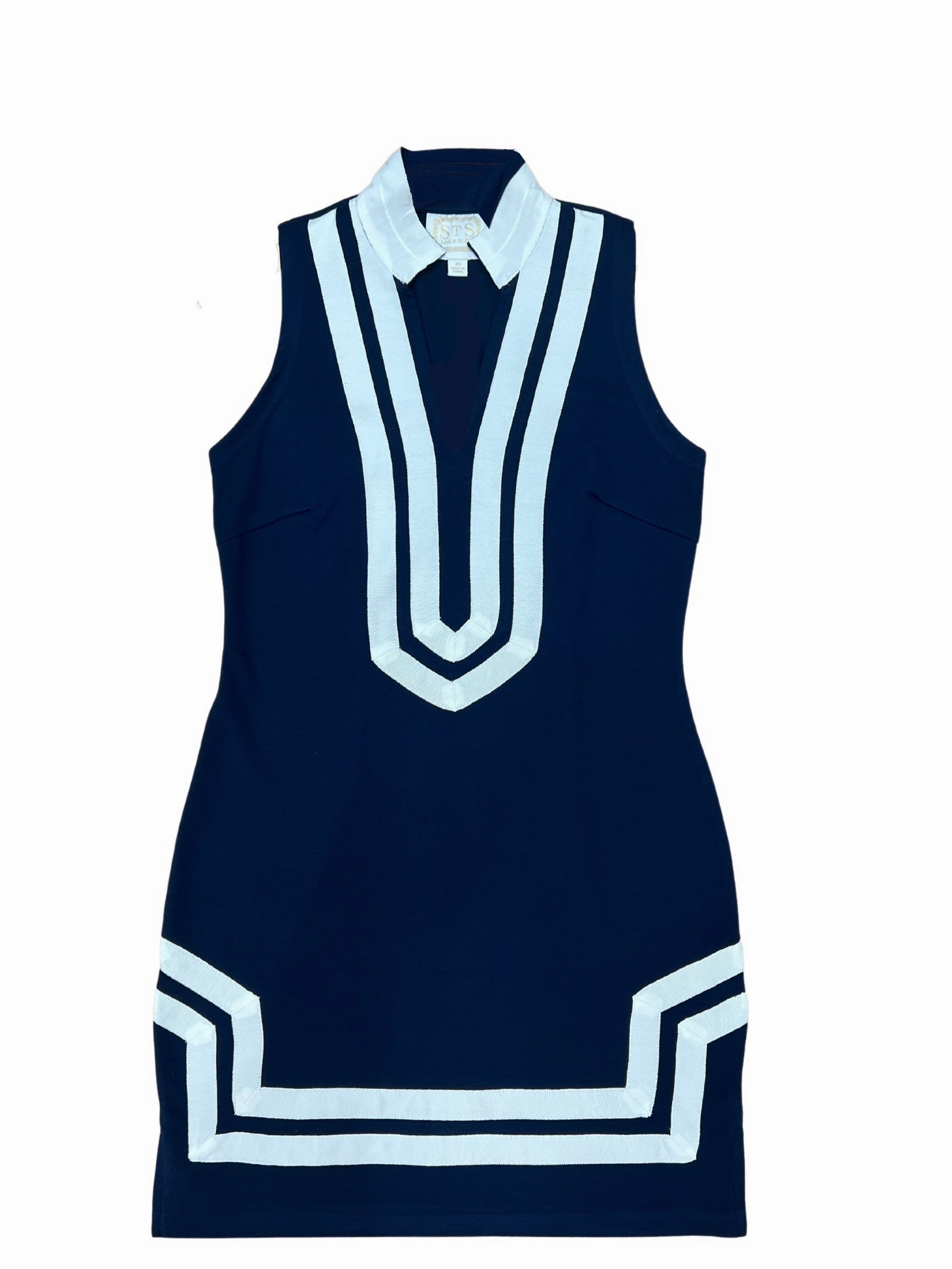 Sail To Sable x The Lucky Knot Classic Sleeveless Knit Dress - Navy/White