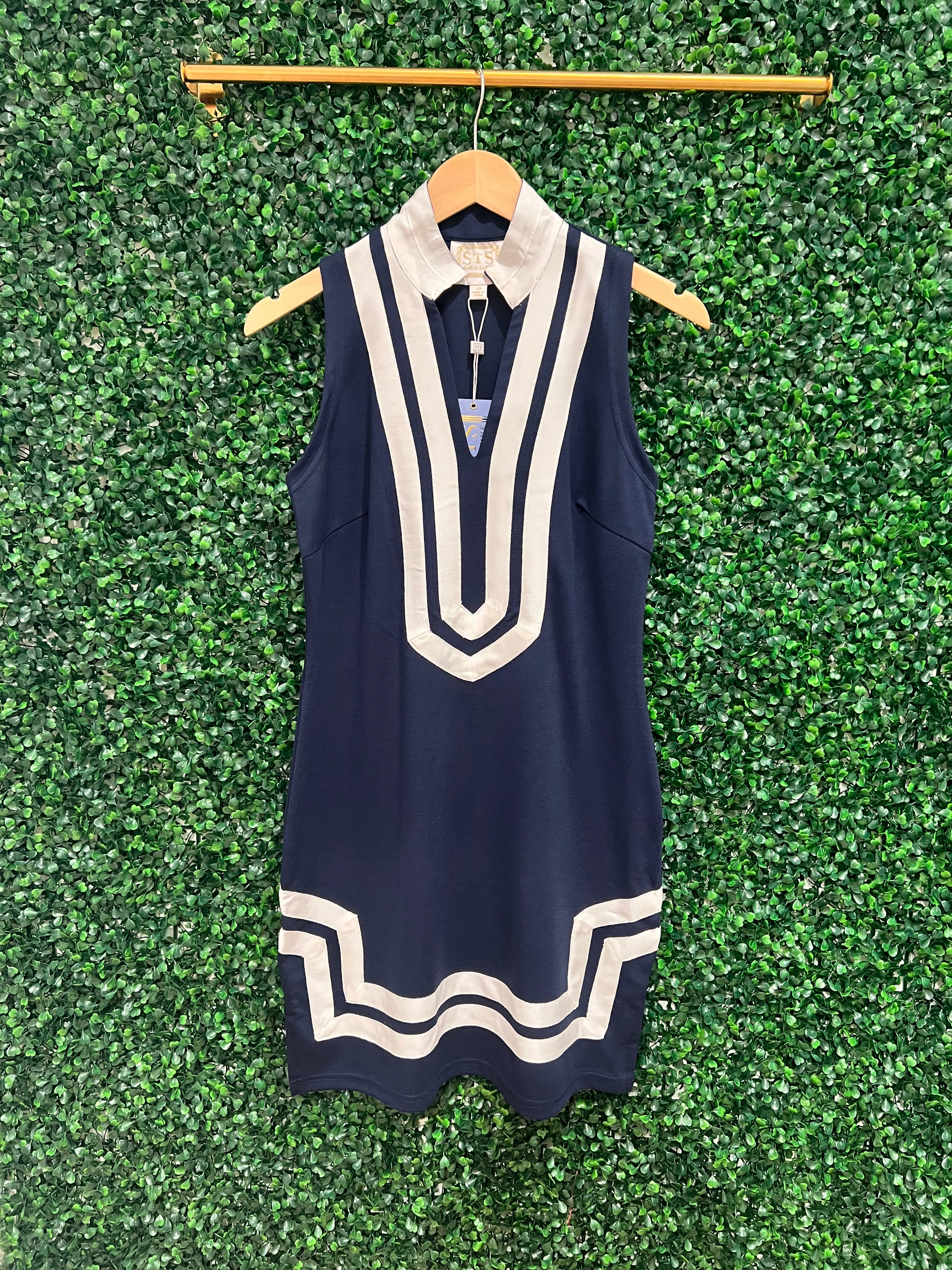 Sail To Sable x The Lucky Knot Classic Sleeveless Knit Dress - Navy/White