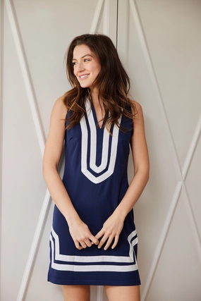 Sail To Sable x The Lucky Knot Classic Sleeveless Knit Dress - Navy/White summer dresses best deals