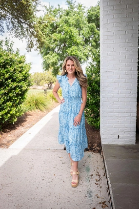 Sail to Sable x The Lucky Knot Flutter Sleeve Midi Dress - Baroque Floral womens gowns outlet