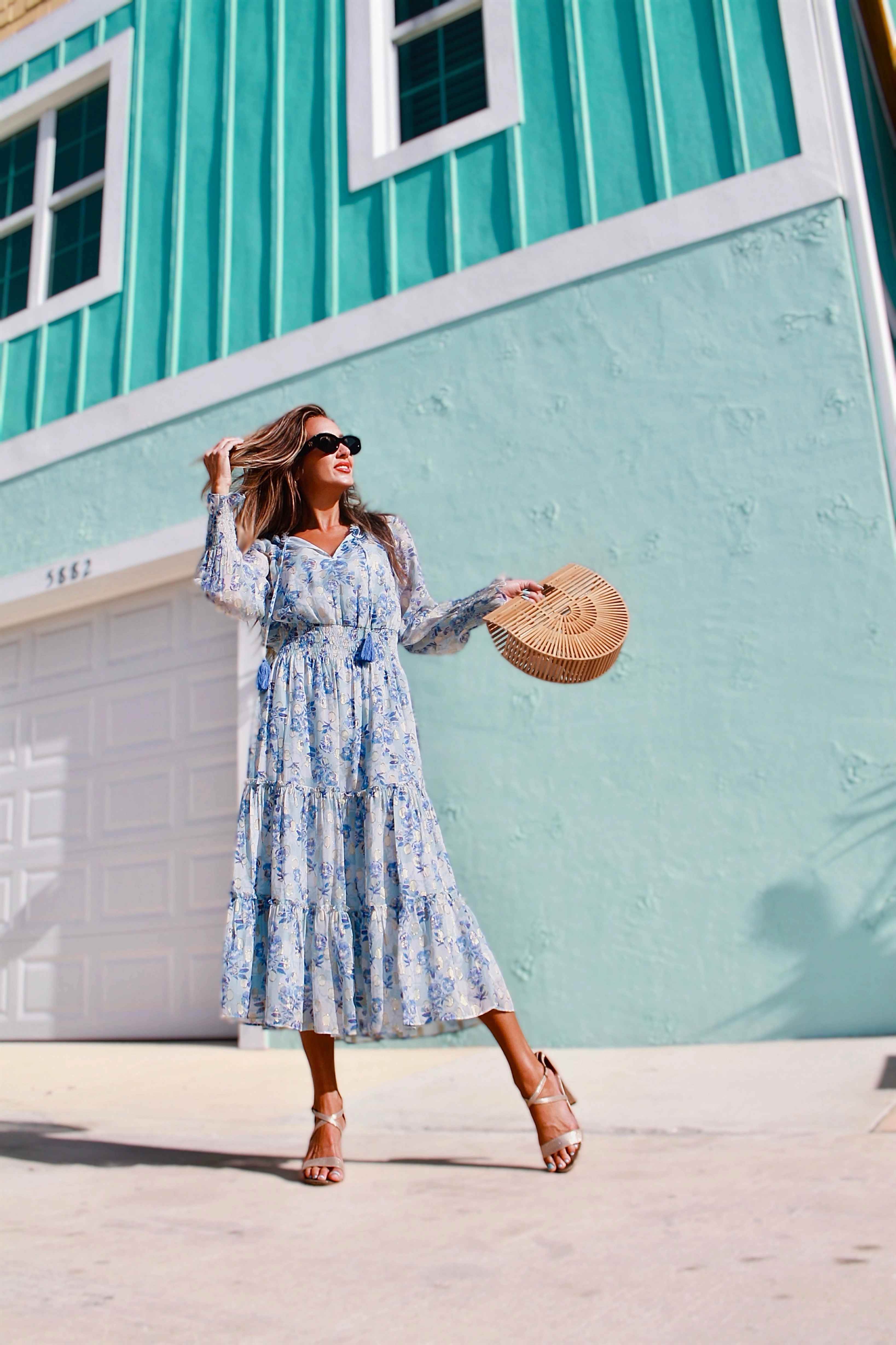 Sail to Sable x The Lucky Knot Katelyn Midi Dress - Falling Violets Print