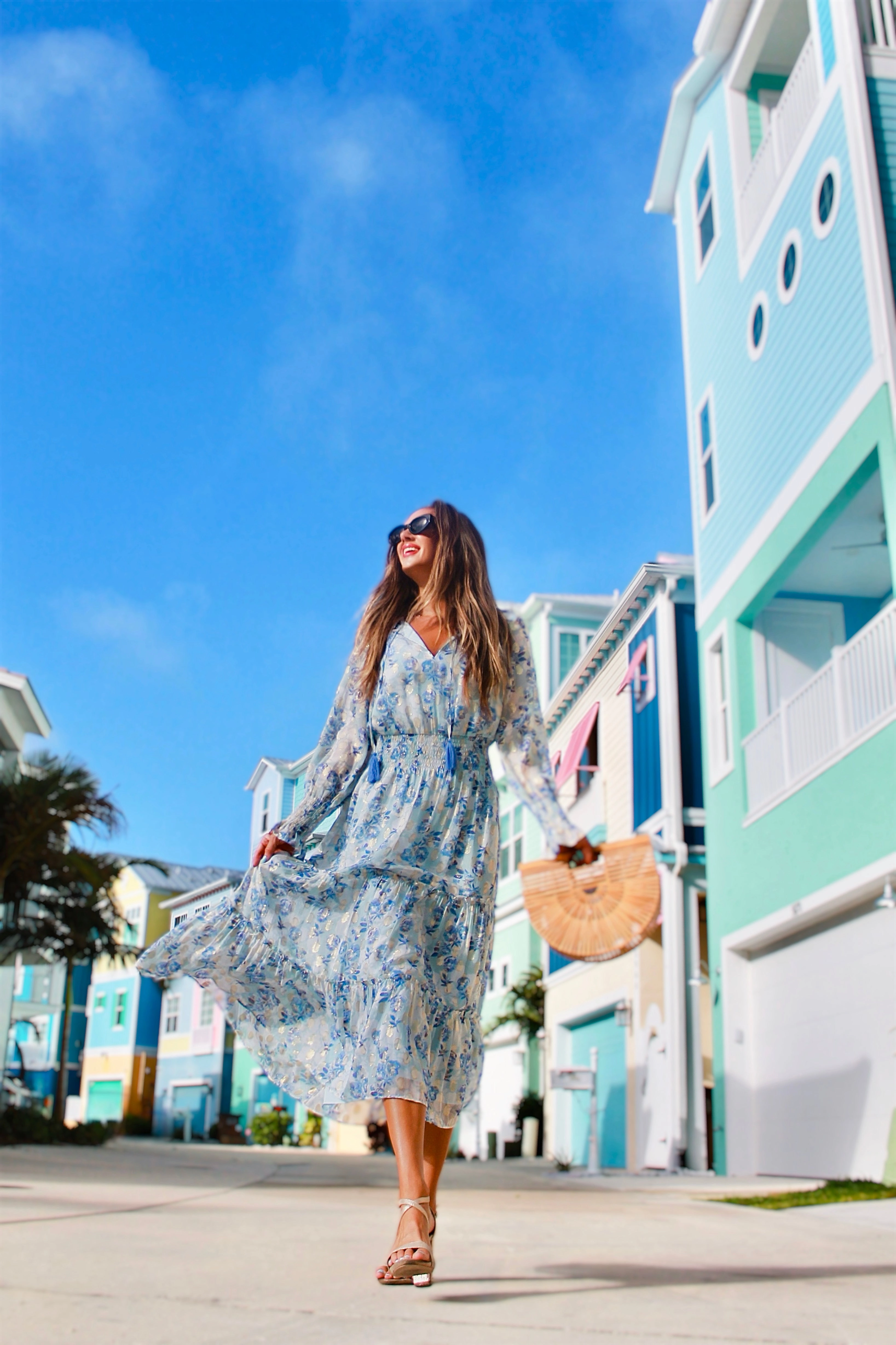 Sail to Sable x The Lucky Knot Katelyn Midi Dress - Falling Violets Print