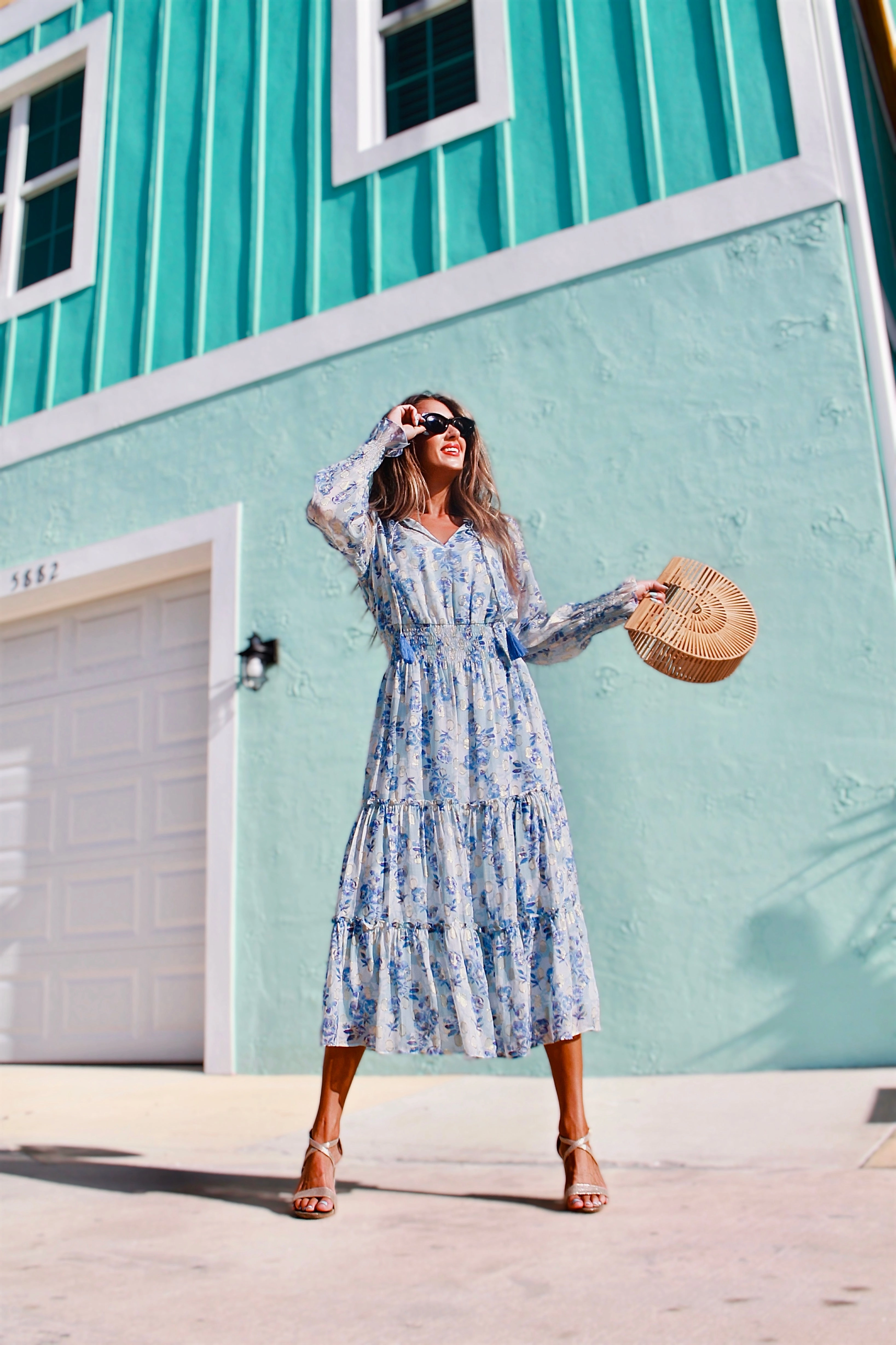 Sail to Sable x The Lucky Knot Katelyn Midi Dress - Falling Violets Print