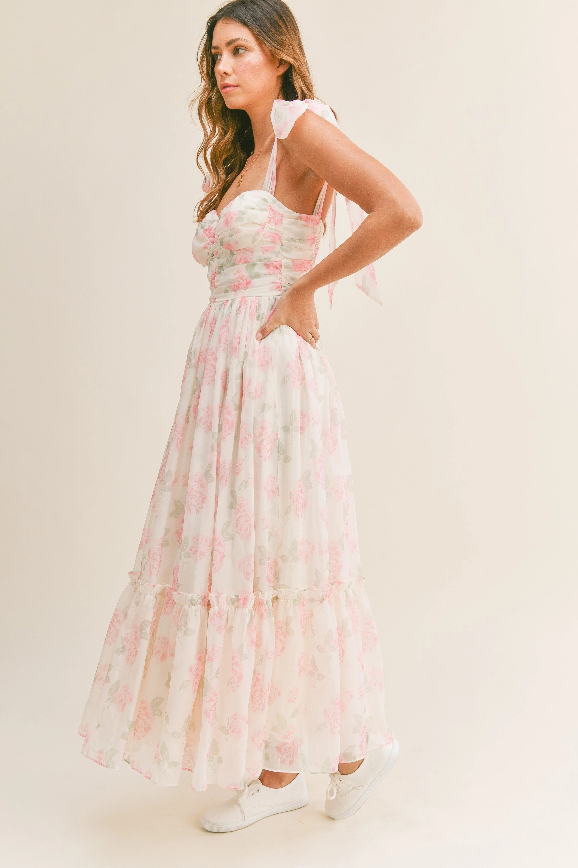 Savannah Pink Floral Maxi Dress
