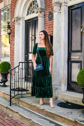 Scarlett Velvet Midi Dress - Emerald discount party dresses