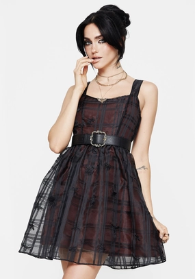 Sedona Organza Check Embroidered Mini Dress Dresses Womens - beach dresses cheap