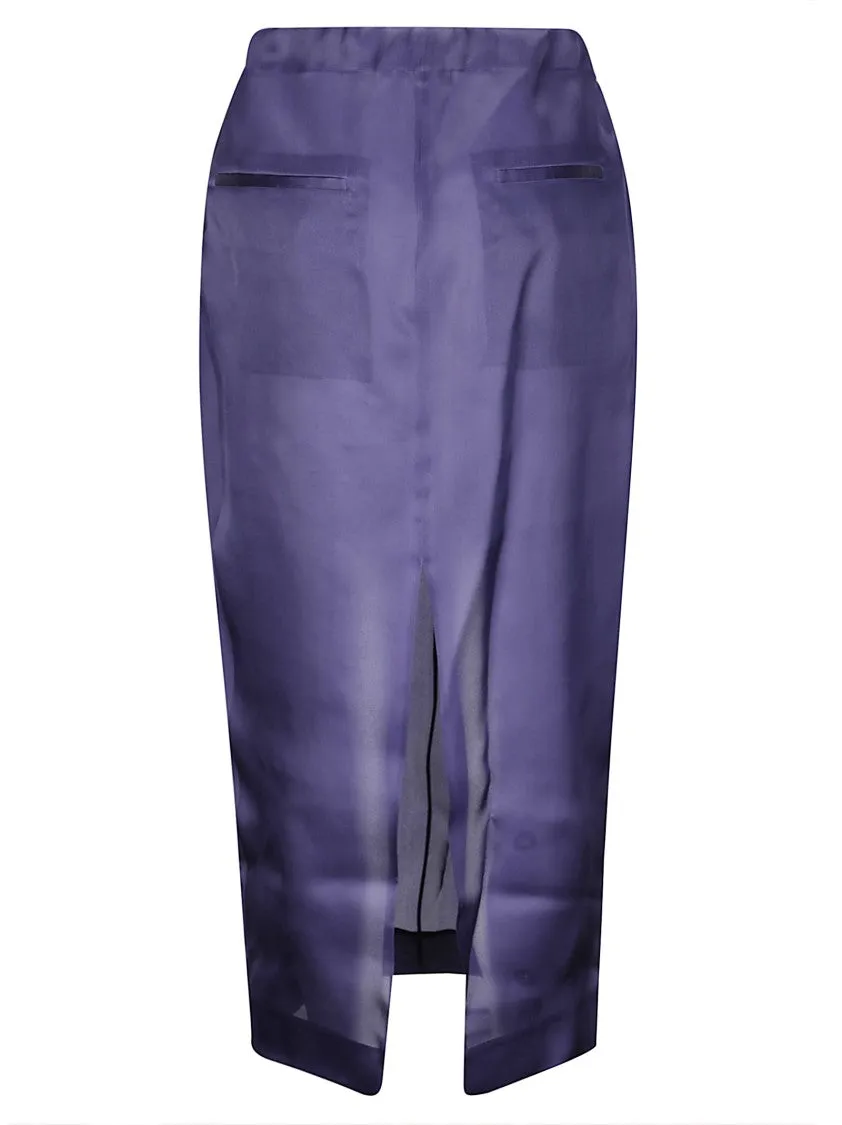 Semi-Transparent Silk Maxi Skirt With Deep Back Slit