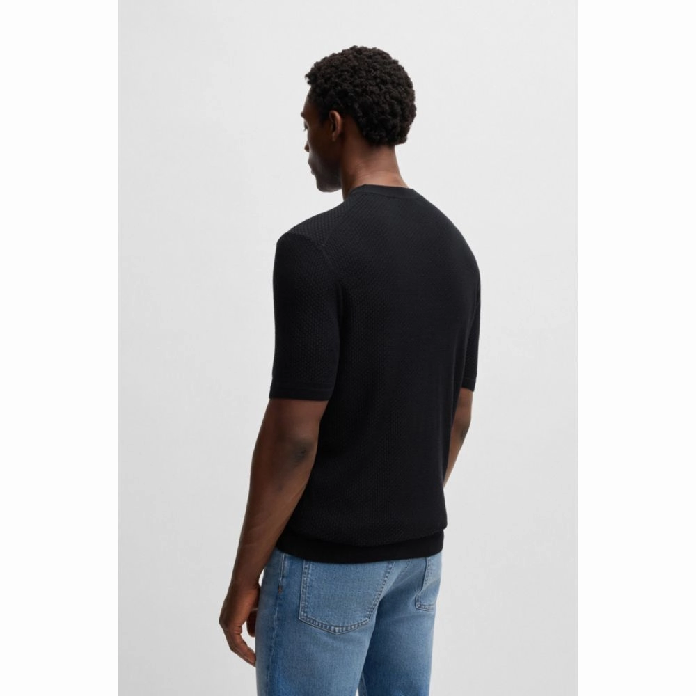 Silk sweater with knitted structure