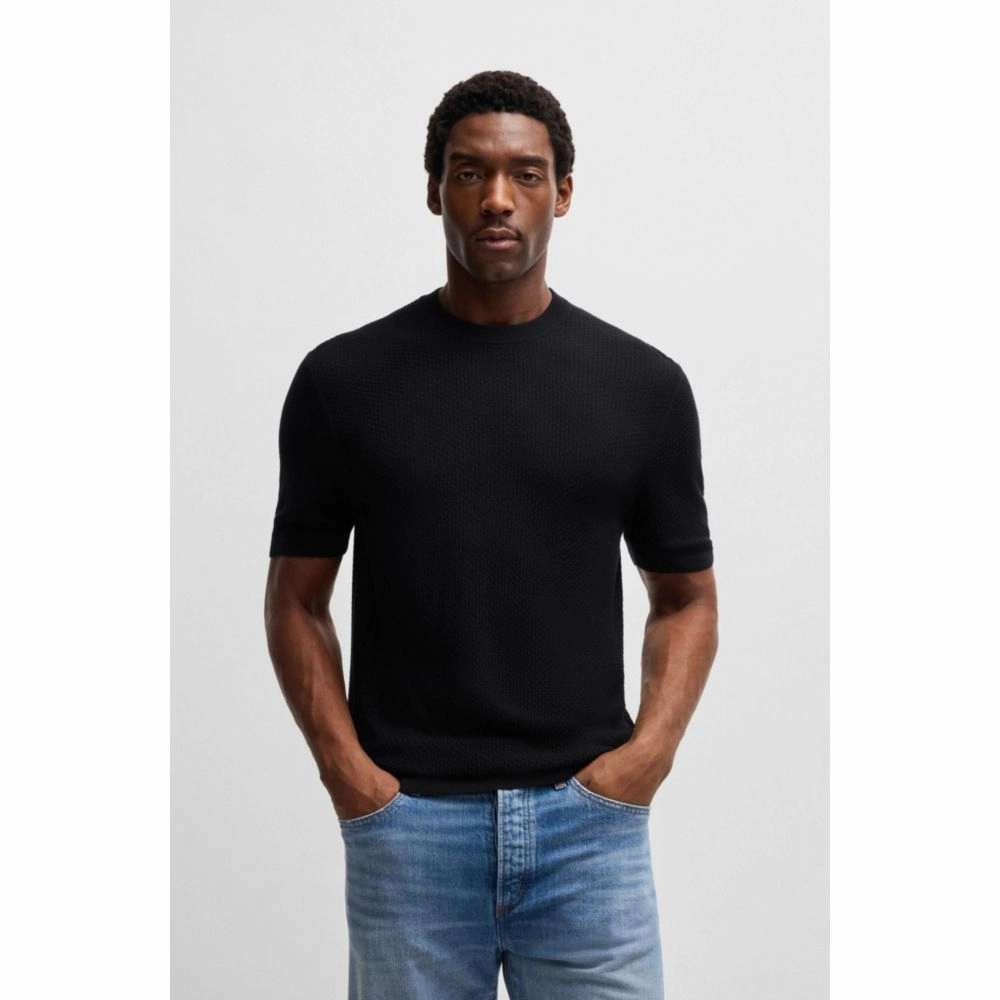 Silk sweater with knitted structure