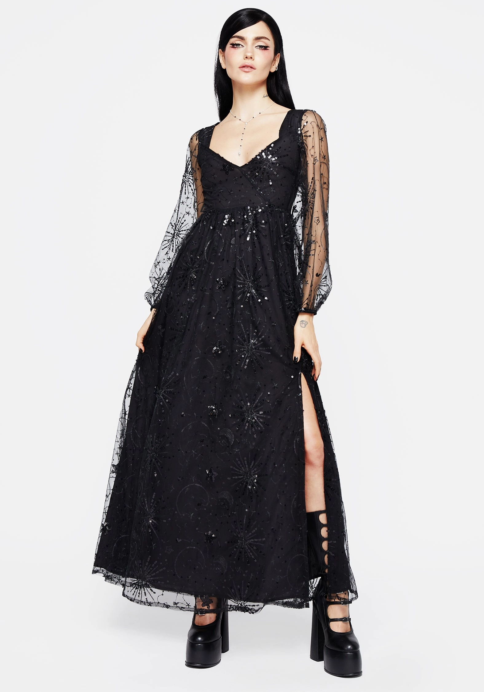 Sirius Sequined Faux Wrap Maxi Gown Dresses Womens - beach dresses cheap