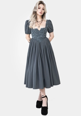 Slain Puff Sleeve Corset Midi Dress Dresses Womens - beach dresses cheap