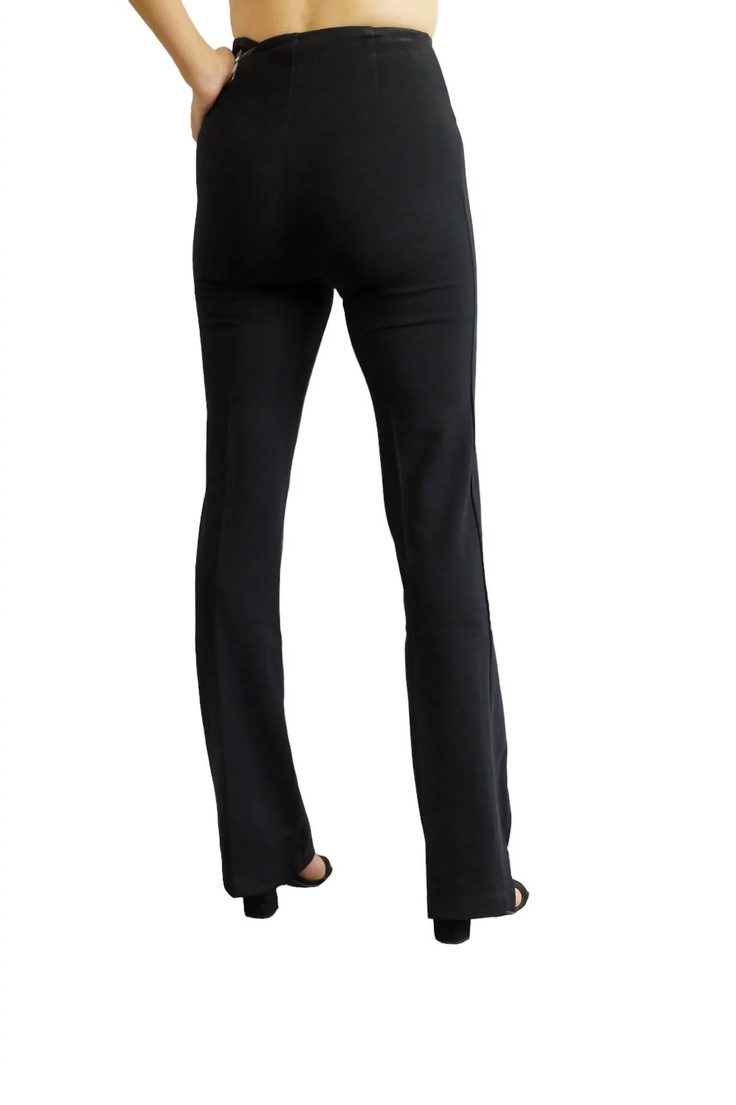 Sleek Front Seam Bootcut Pant In Black