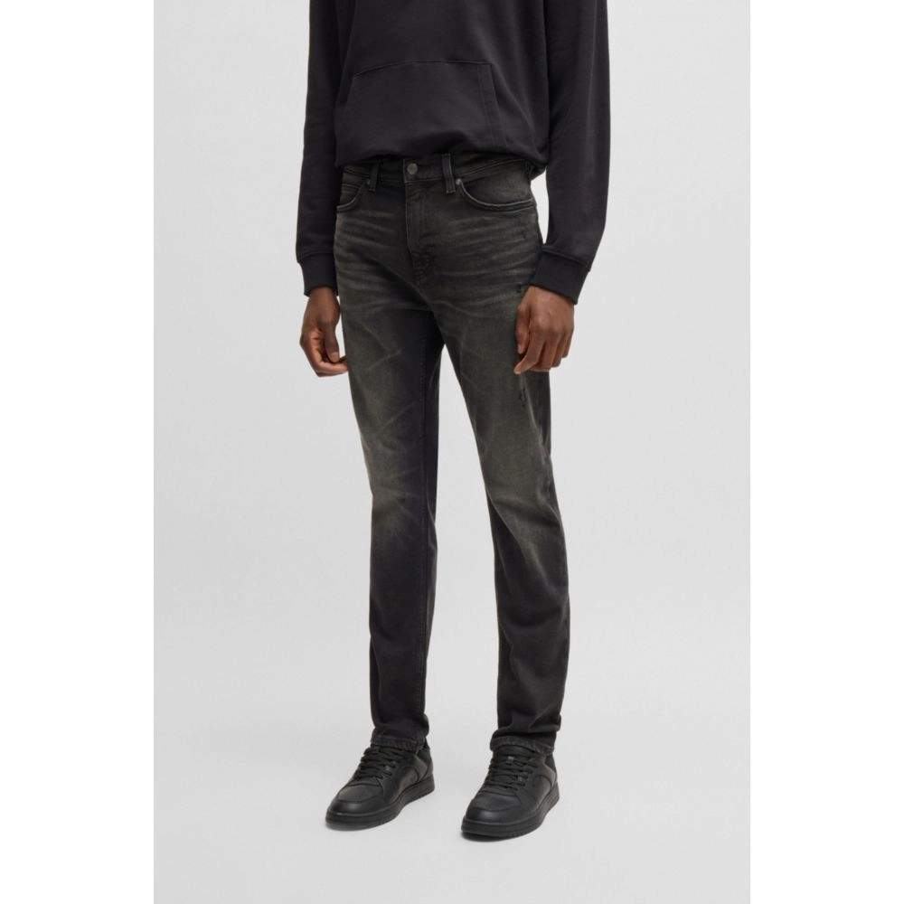 Slim-fit jeans in black stretch denim