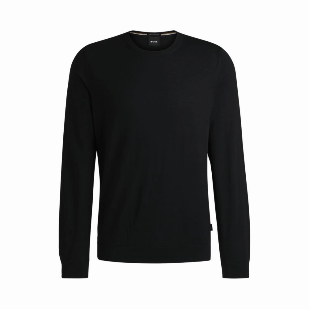 Slim-fit sweater in merino wool with crew neckline