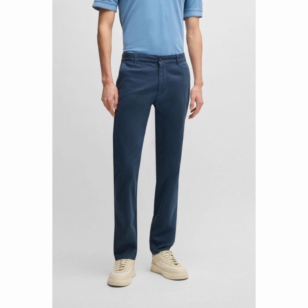 Slim-fit trousers in micro-printed stretch cotton