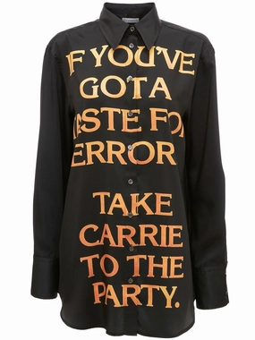 Slogan-Print Cotton Shirt mens polos clearance