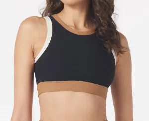 Socialite Contrast Bra In Black/oatmilk/almond Activewear Womens - fitness leggings online