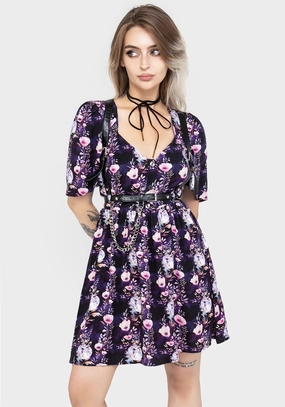 Socordia Floral Moon Button Front Mini Dress Dresses Womens - summer dresses discount