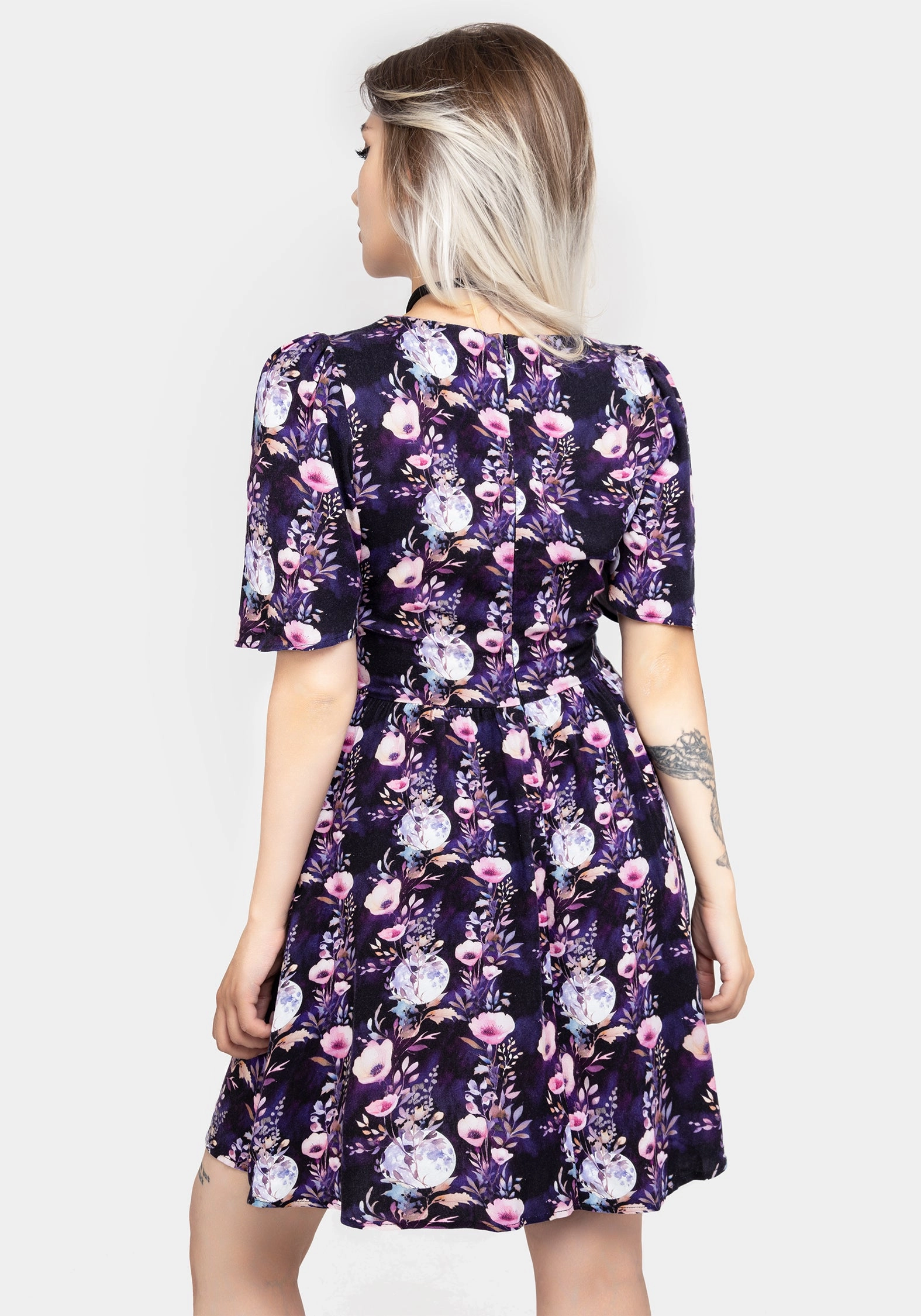 Socordia Floral Moon Button Front Mini Dress