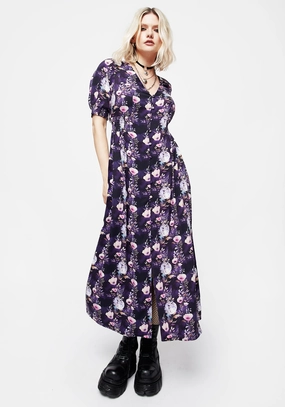 Socordia Floral Moon Ruched Waist Midaxi Dress Dresses Womens - beach dresses cheap
