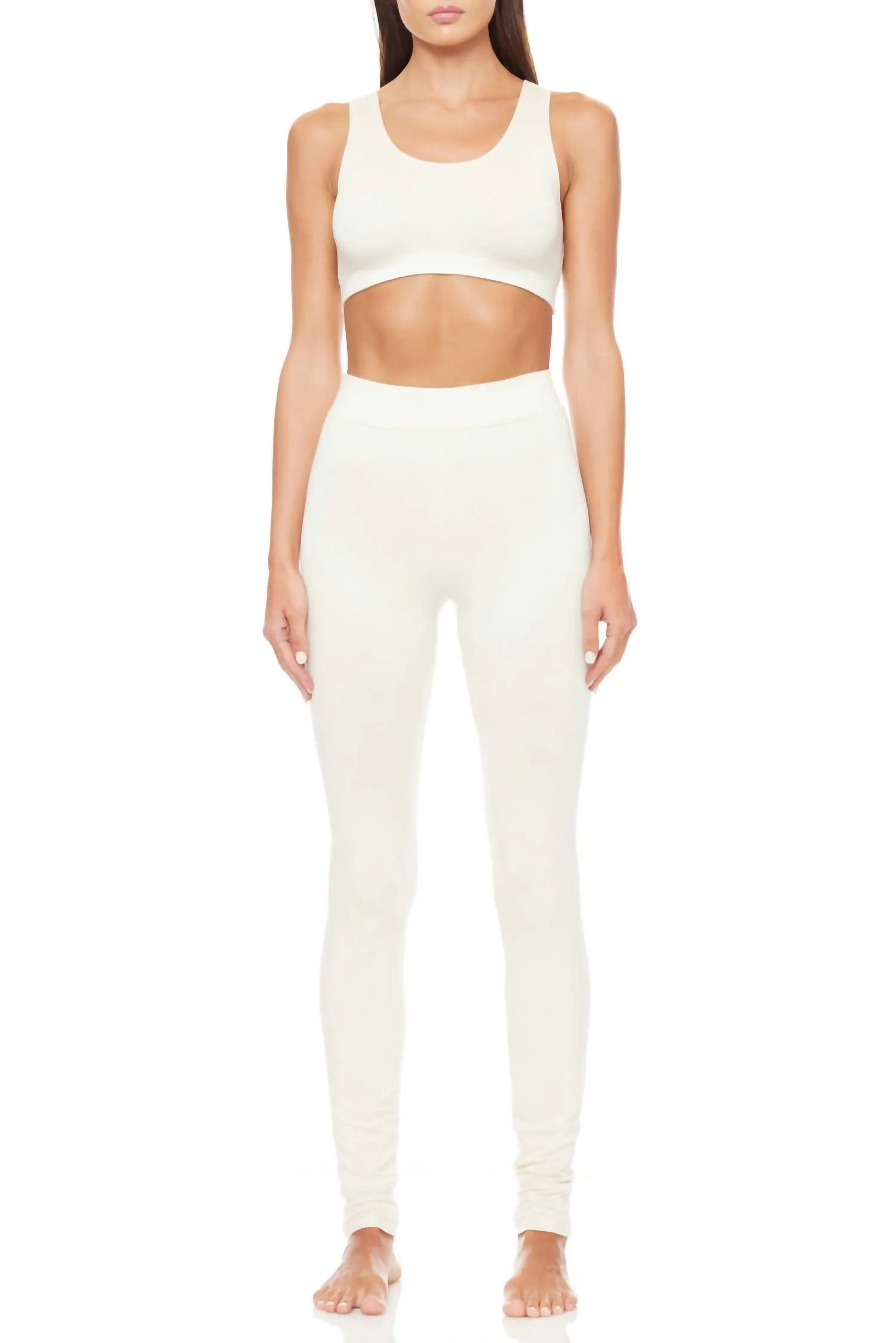 Soft Jersey High Rise Leggings In Cream Activewear Womens - cheap workout clothes for women
