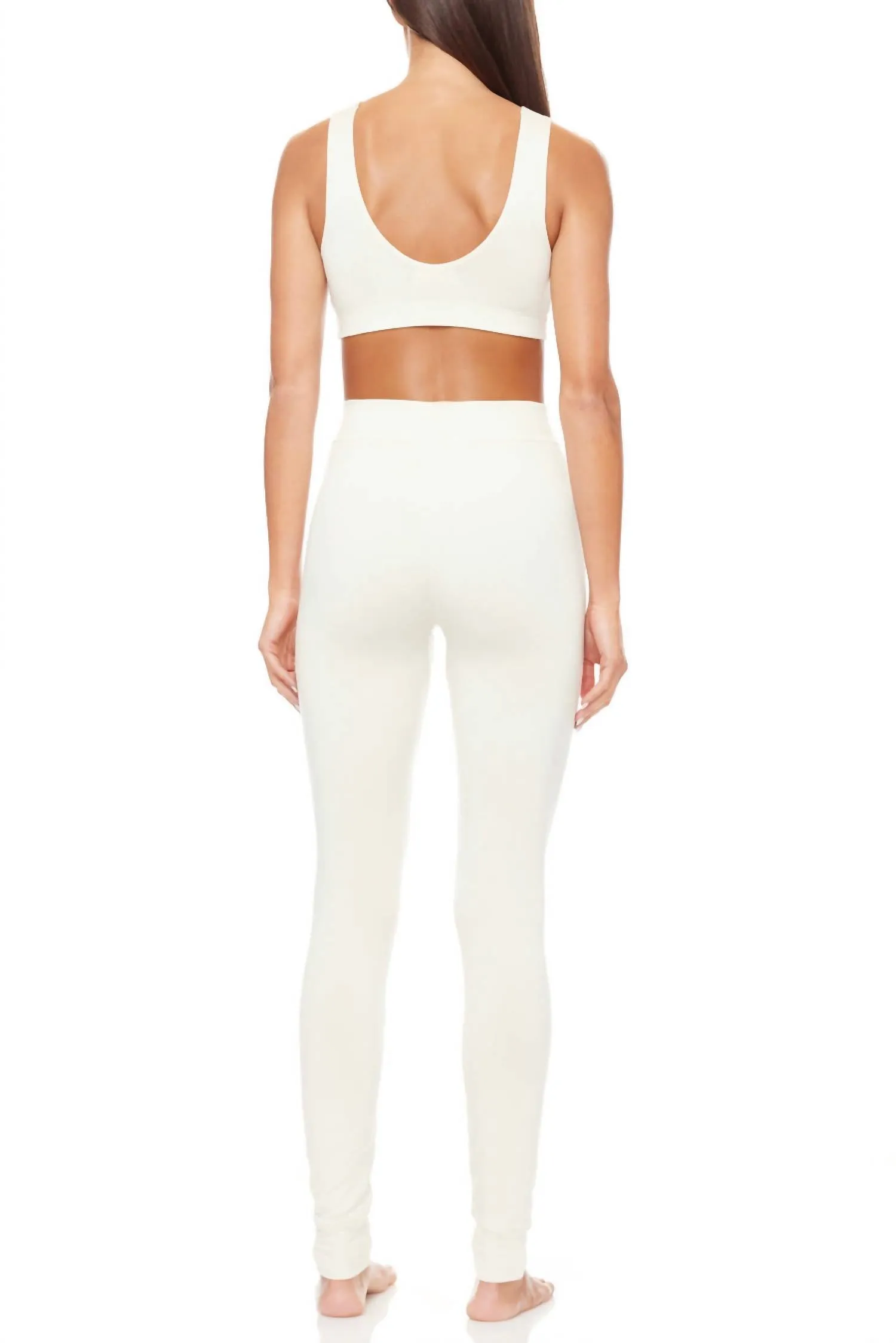 Soft Jersey High Rise Leggings In Cream