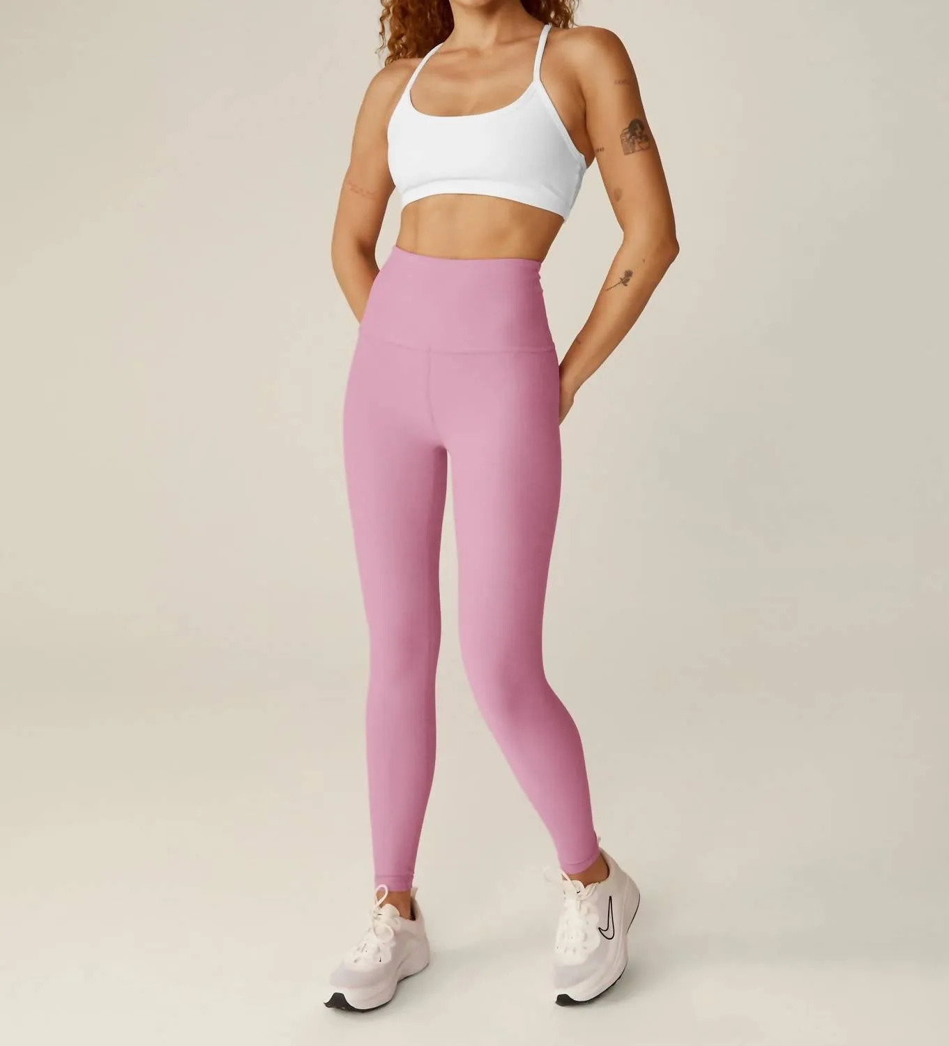 Spacedye Caught In The Midi Legging In Pink Haze Heather Activewear Womens - fitness leggings online