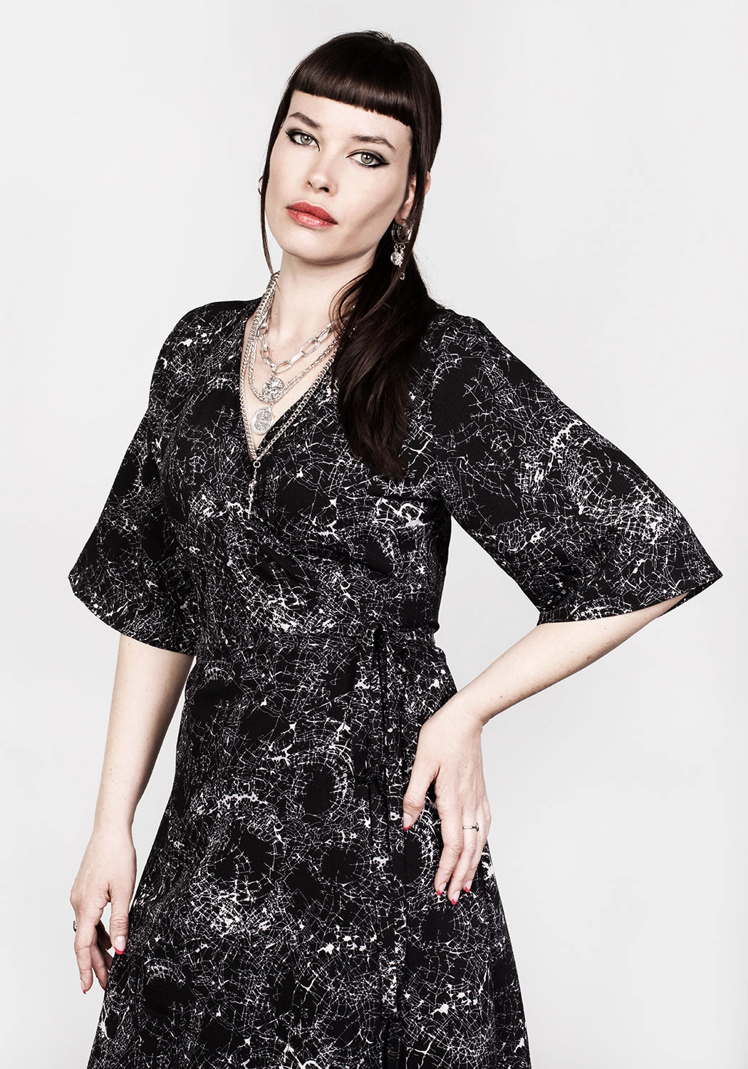 SPELLWORK MIDI WRAP DRESS