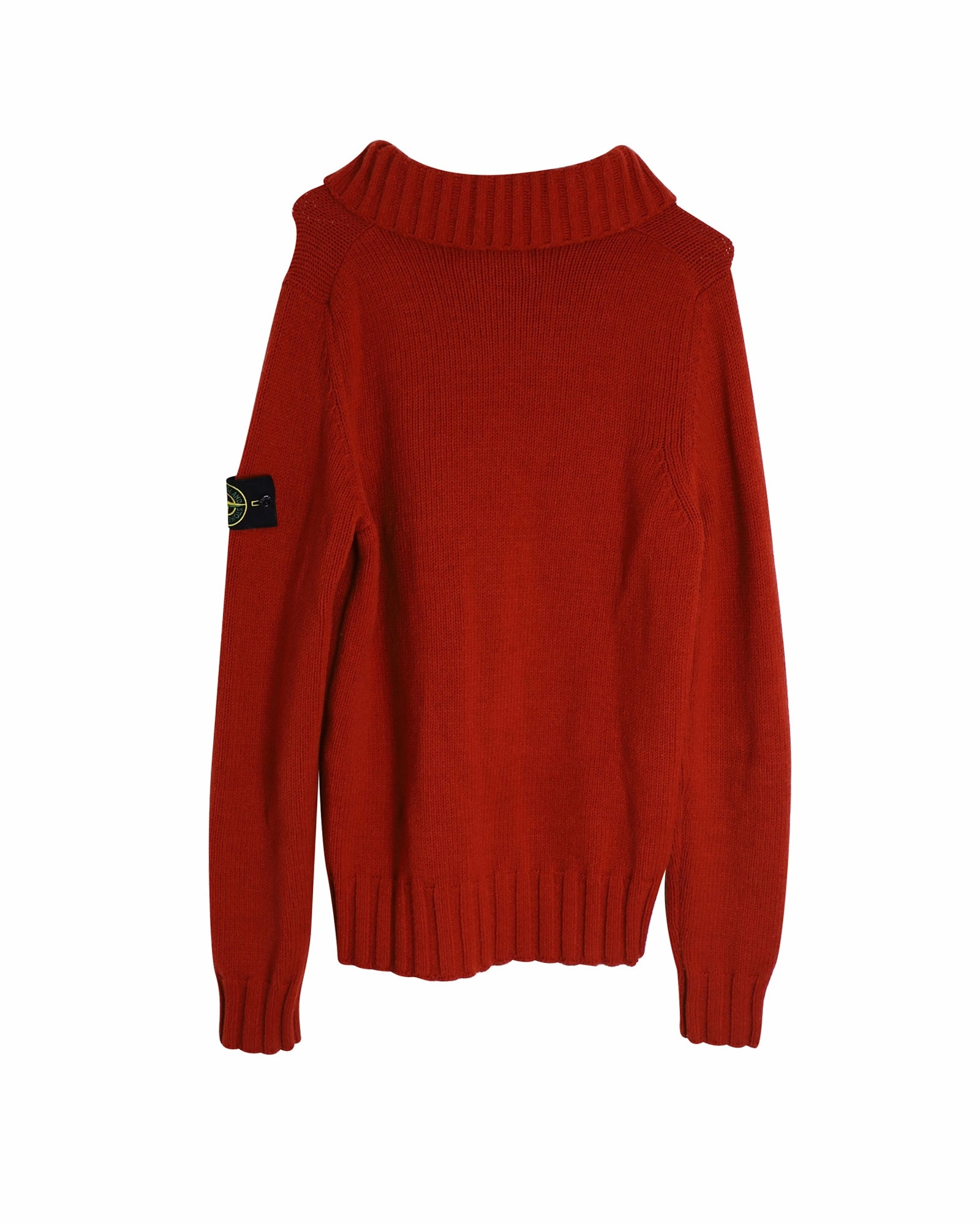 Stone Island Shawl Collar Sweater in Red Wool