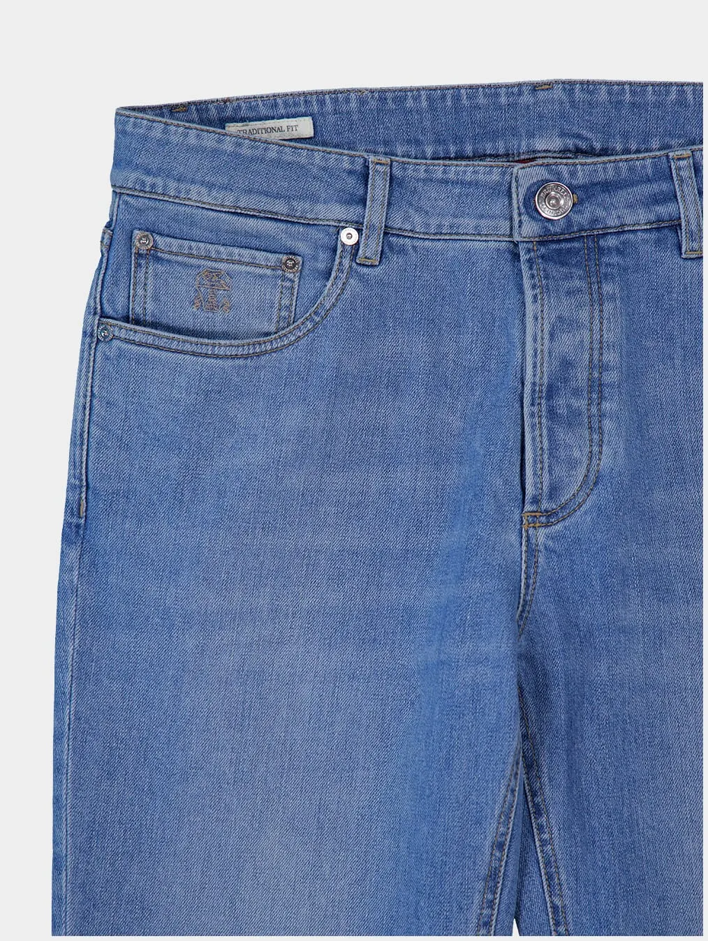 Straight-Leg Blue Cotton Jeans