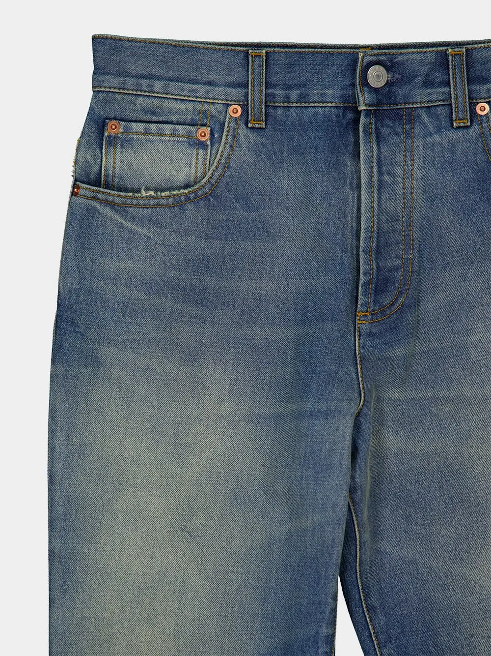 Straight-Leg Washed Jeans