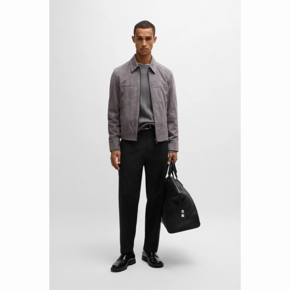 Straight-fit trousers in stretch-cotton dobby