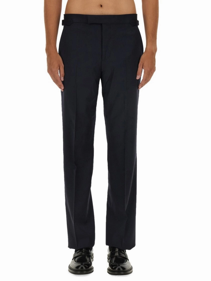 Straight-Leg Tailored Black Pants With Classic Waistband