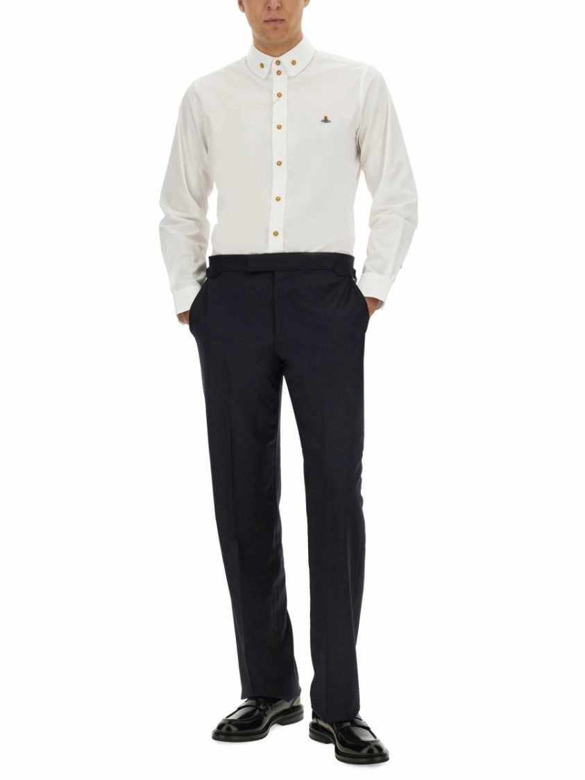 Straight-Leg Tailored Black Pants With Classic Waistband
