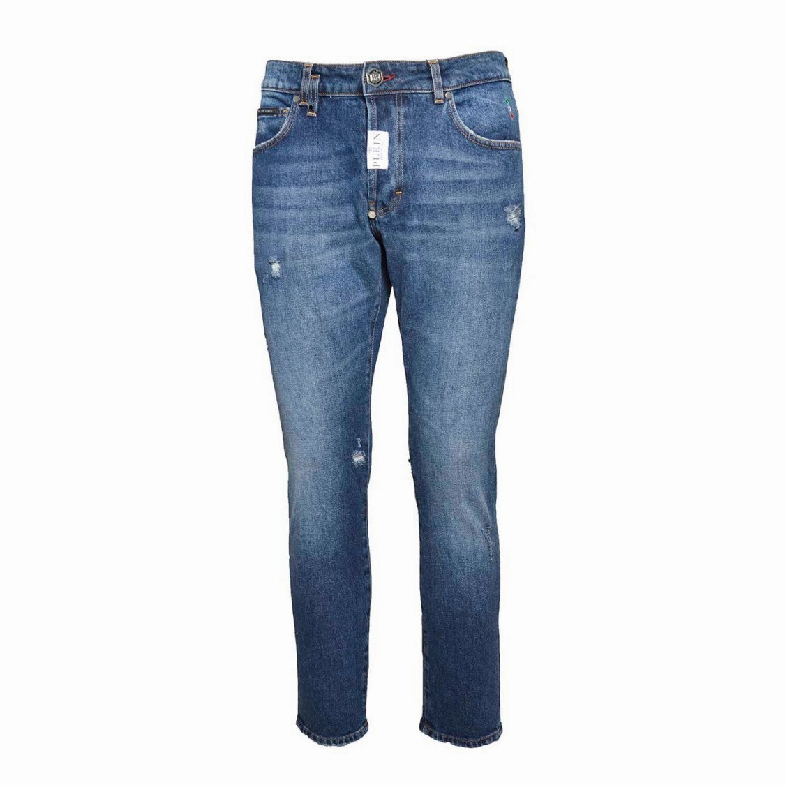 Straight Skinny Fit Jeans In Blue Denim