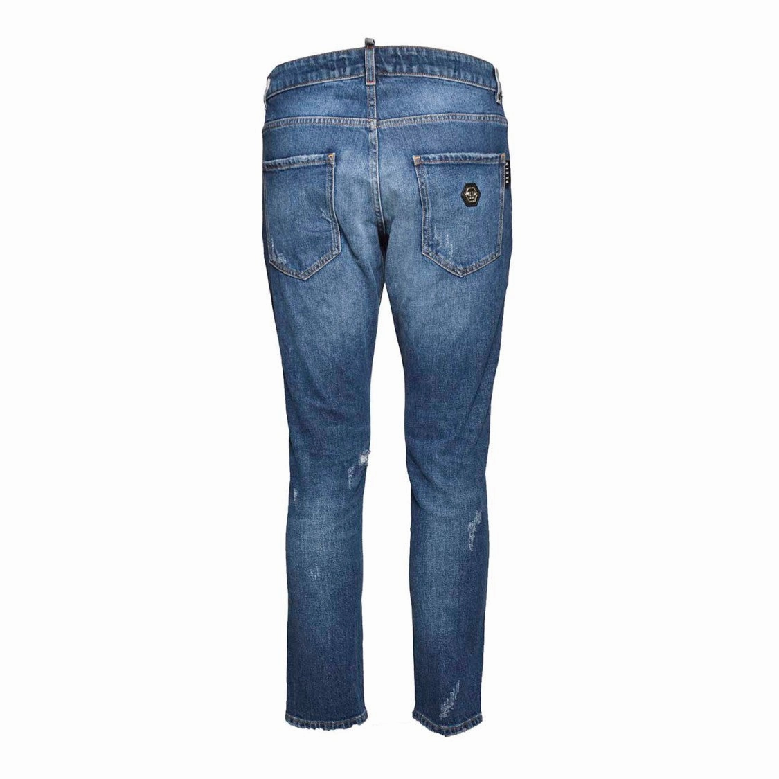 Straight Skinny Fit Jeans In Blue Denim