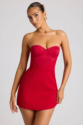Strapless A-Line Mini Dress in Fire Red Dresses - lace dresses best price
