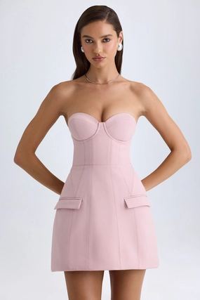 Strapless Structured Tulip Mini Dress in Pink Mauve Dresses - wrap dresses discount