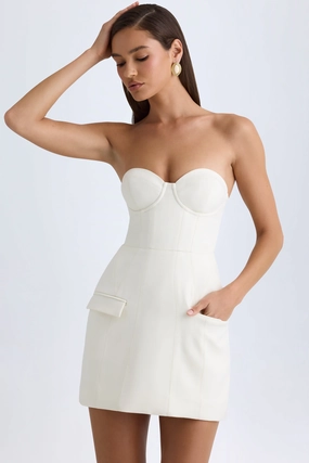 Strapless Structured Tulip Mini Dress in Vanilla Dresses - wrap dresses discount