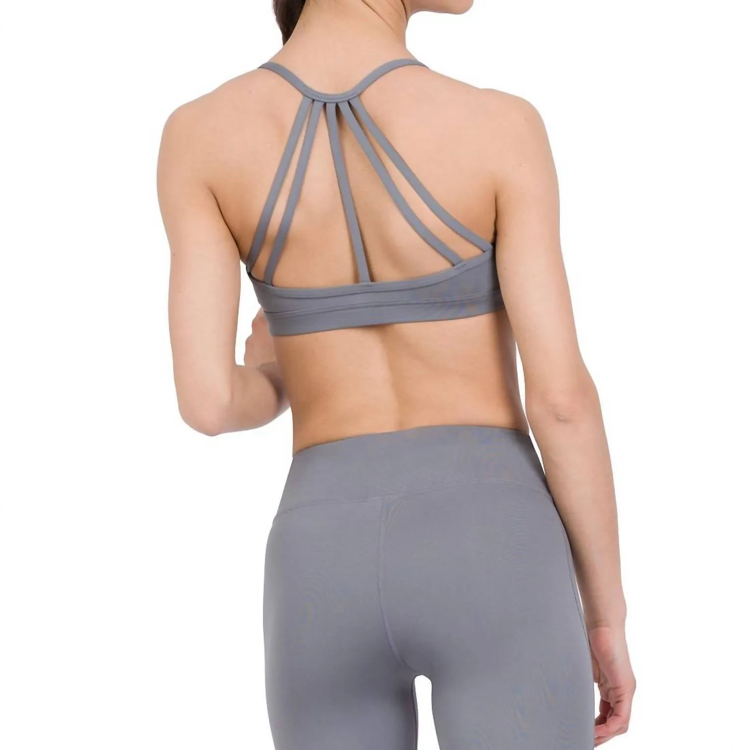 Strappy Bra With Triangular Mesh In Grey