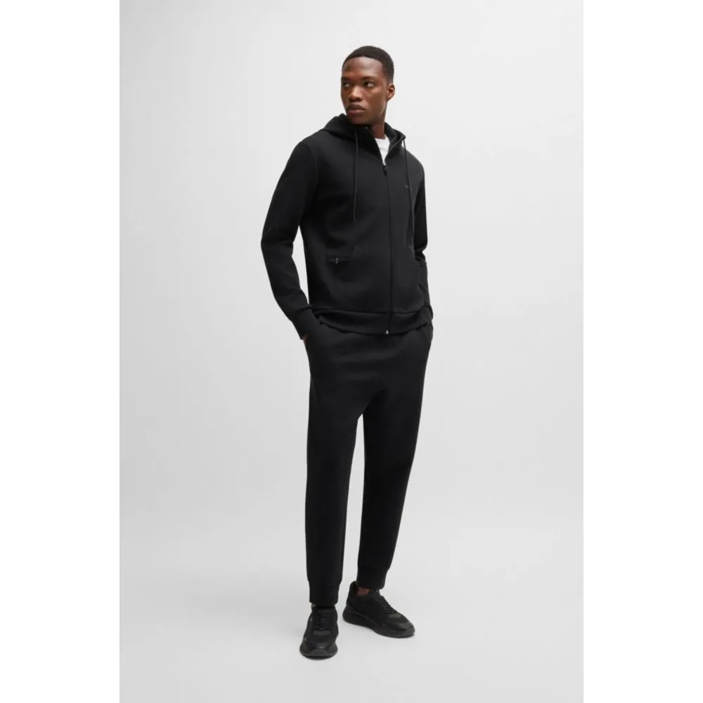 Stretch-cotton zip-up hoodie with logo print