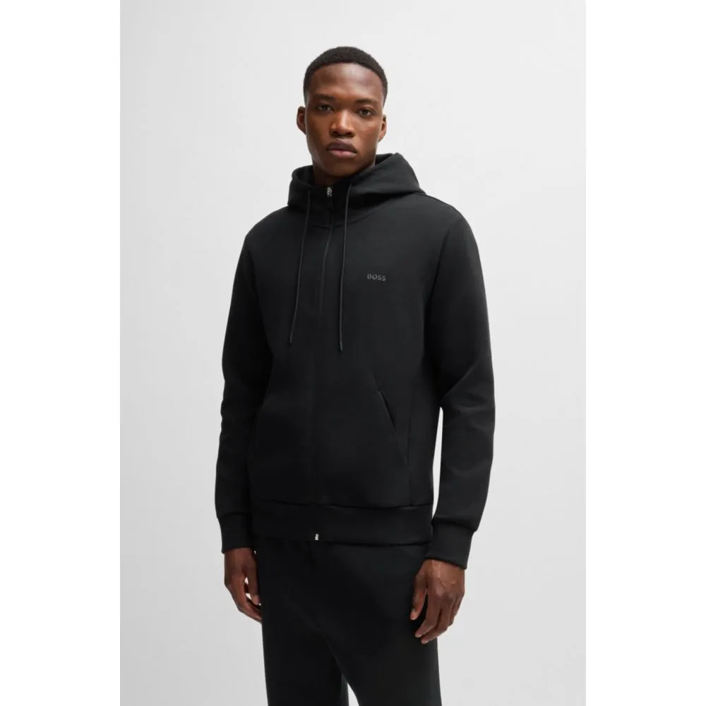 Stretch-cotton zip-up hoodie with logo print