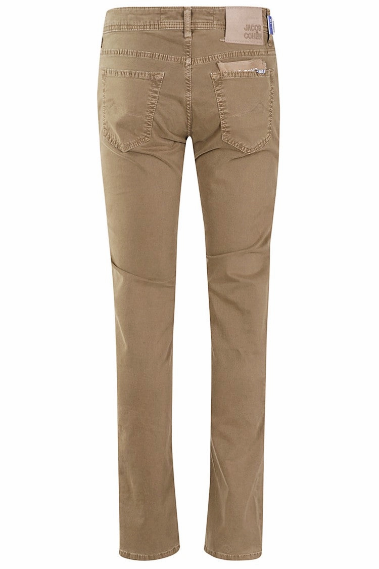 Stretch Gabardine Trousers With Elegant Detailing