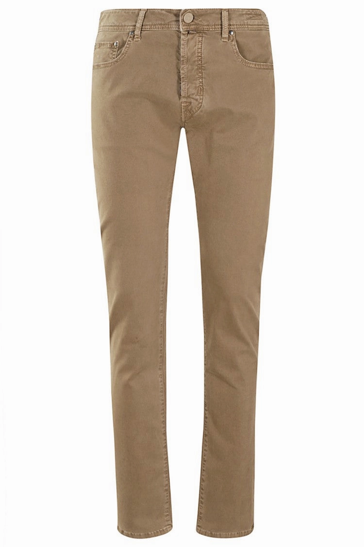 Stretch Gabardine Trousers With Elegant Detailing