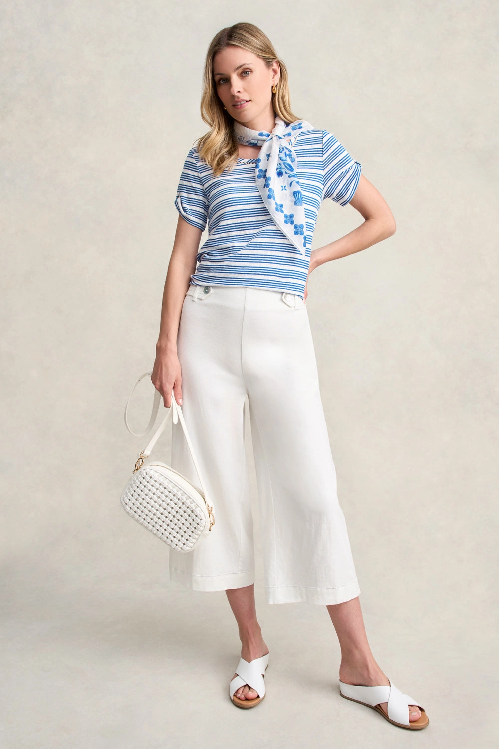 Stripe Linen Tee - Blue Multi Stripe