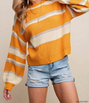 Stripe Sweater In Orange turtleneck sweaters sale