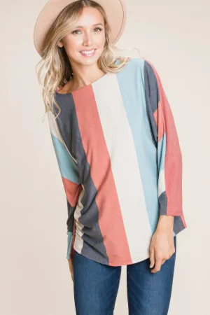 Striped Dolman Sleeves Top Activewear Womens - cheap workout clothes for women
