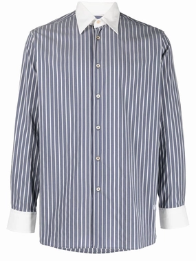 Striped Button-Up Shirt mens polos clearance
